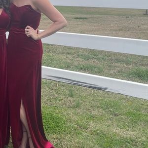 Azaize Cranberry Red Velvet Gown